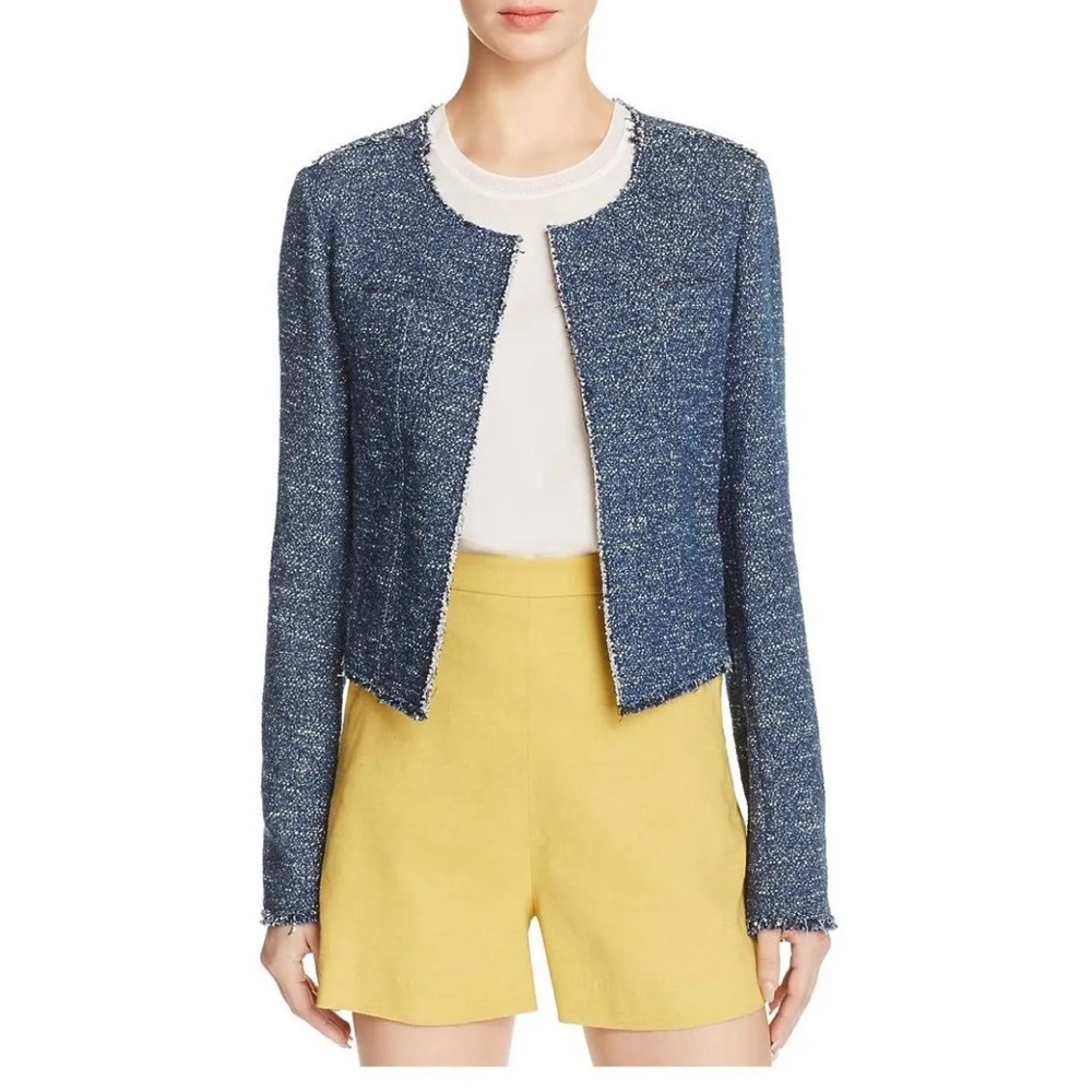 Theory Ualana Raw-Edge Tweed Jacket Blue 00 P